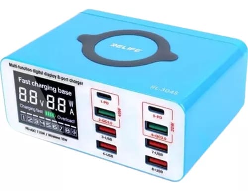 USB TESTER CARGER 6 PUERTOS  relife 304S