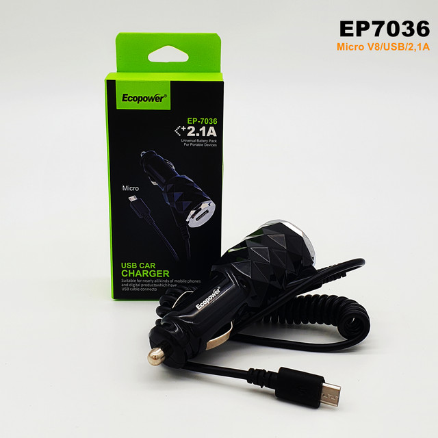 CARGADOR ECOPOWER 2.1A AUTO (7036) V8