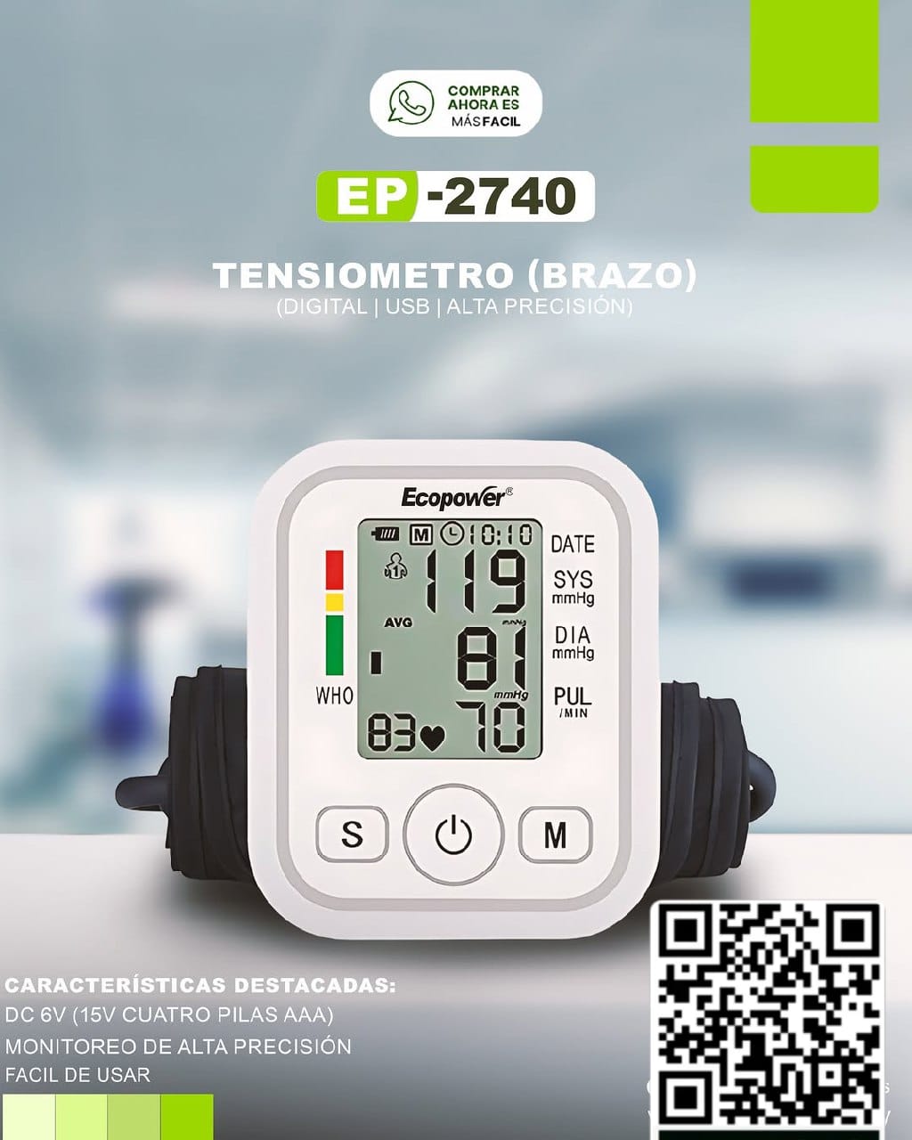 TENSIOMETRO DIGITAL ECOPOWER EP 2740