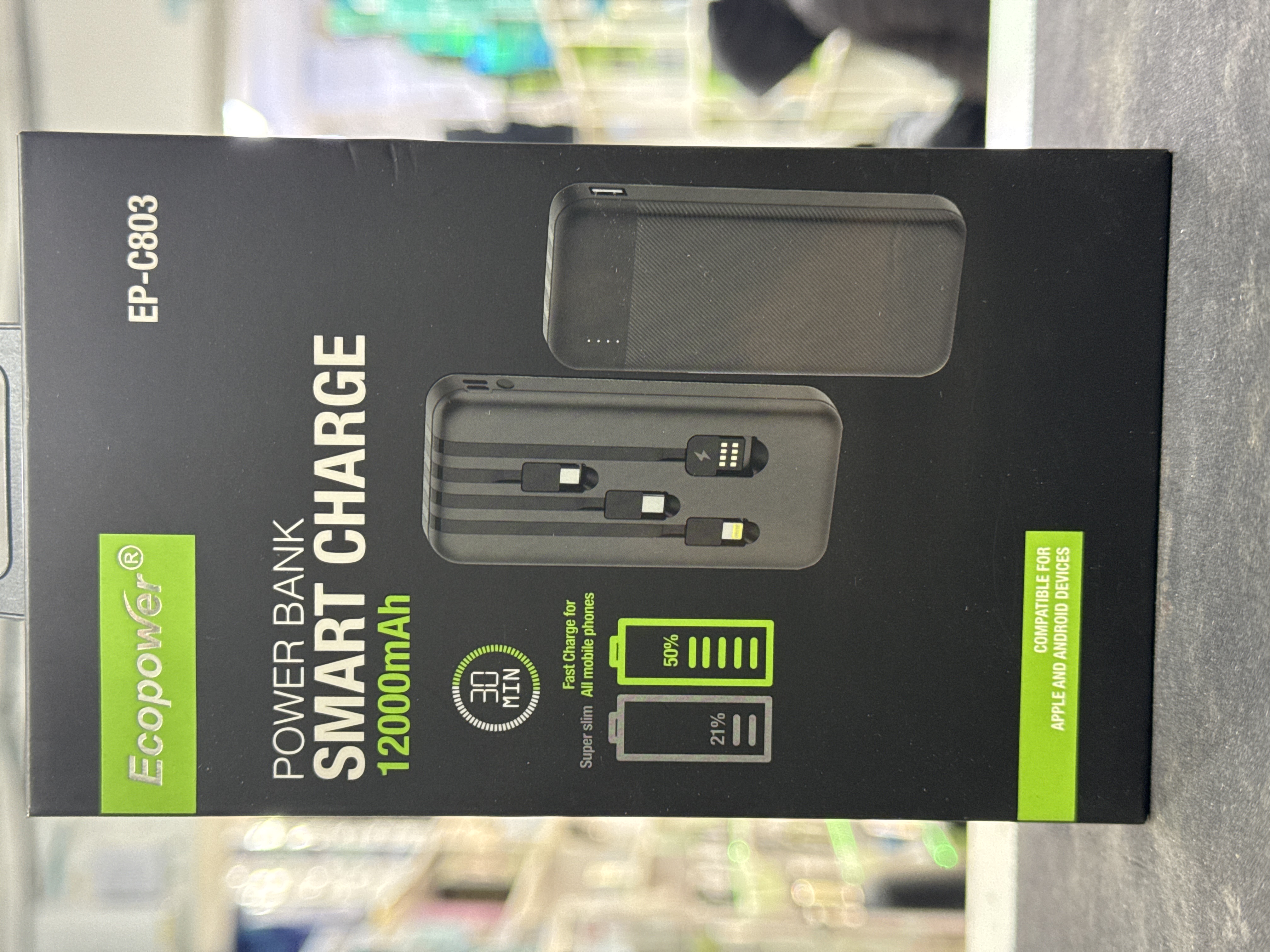 Cargador portatil ecopower 12.000 mah c803