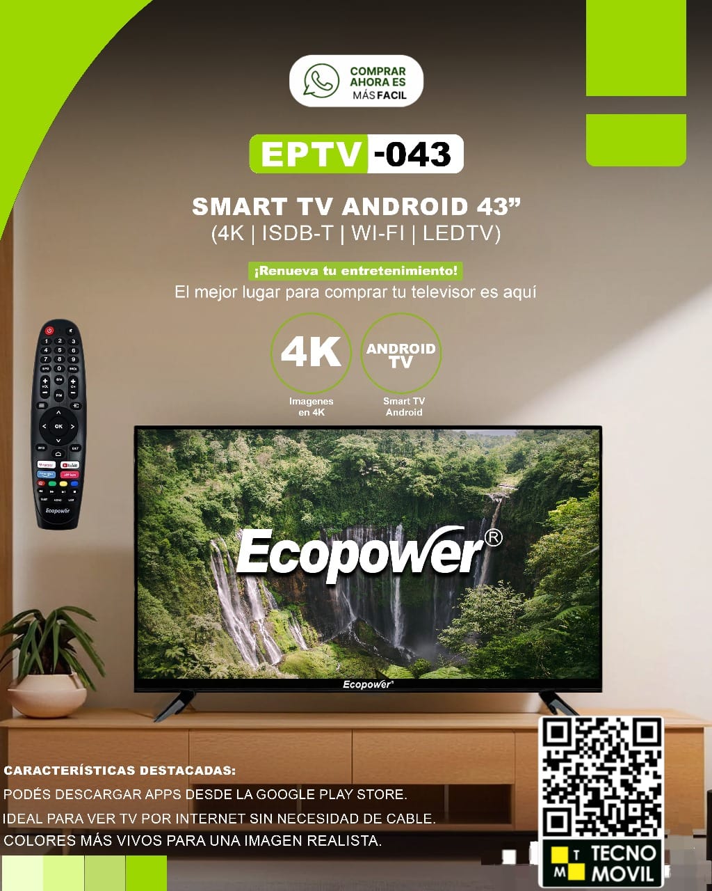 SMART TV ECOPOWER 43 pulgadas