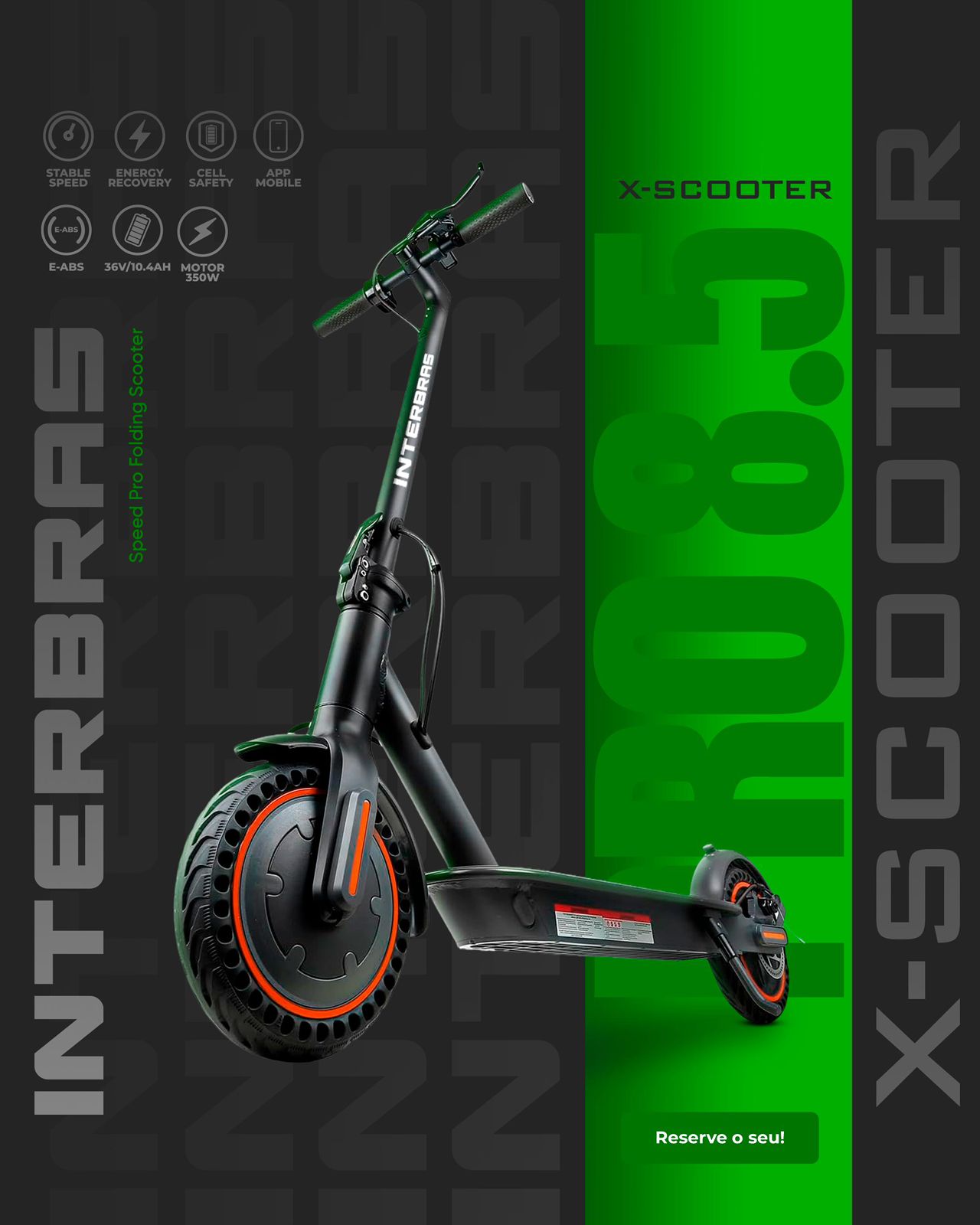 Monopatín eléctrico x-scooter interbras // 350w //pro 8.5*
