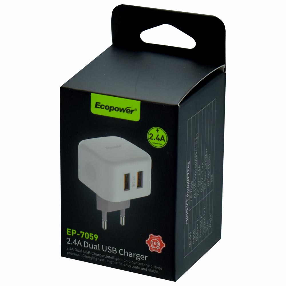 Cargador ecopower dual 2.4a (7059)