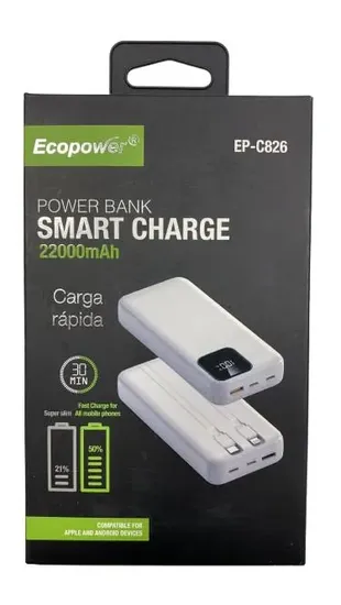 Cargador portatil ecopower 22000 mah c826