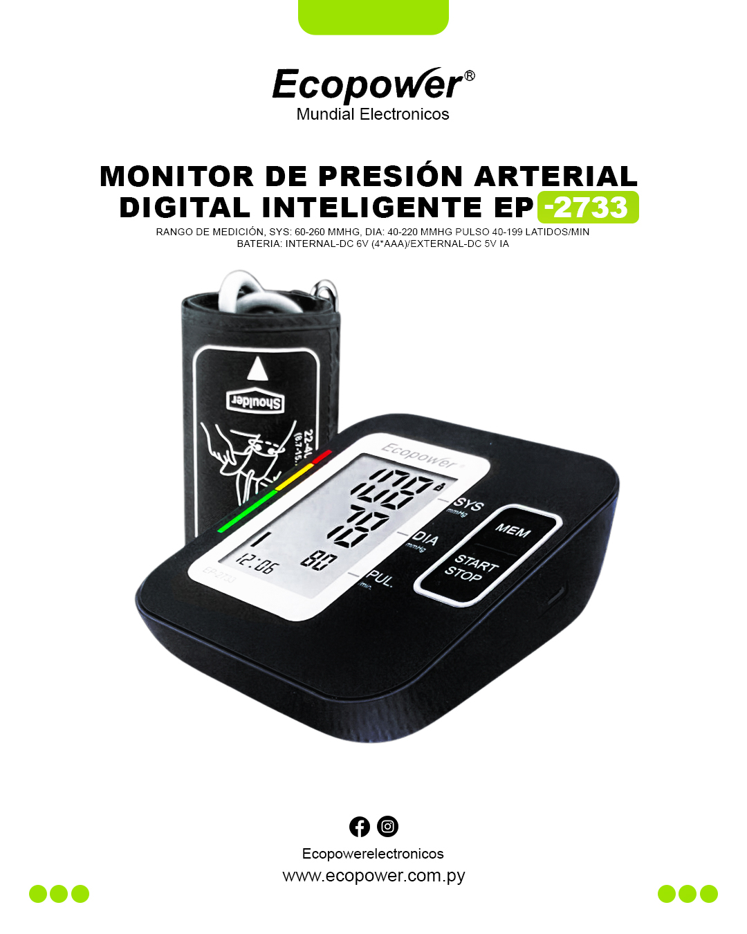 TENSIOMETRO DIGITAL ECOPOWER EP 2733