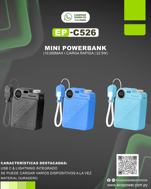 CARGADOR PORTATIL ECOPOWER 10000 MAH C526