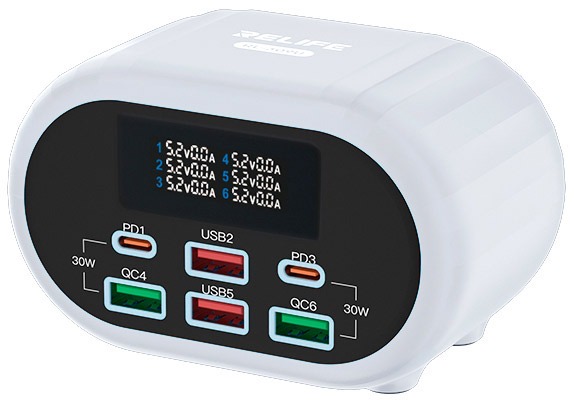 USB TESTER CARGER 6 PUERTOS  RELIFE 309U