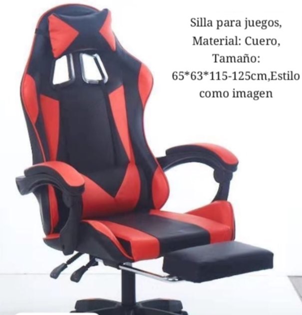 SILLA GAMER GOLINE + POSA PIE (rojo/negro)