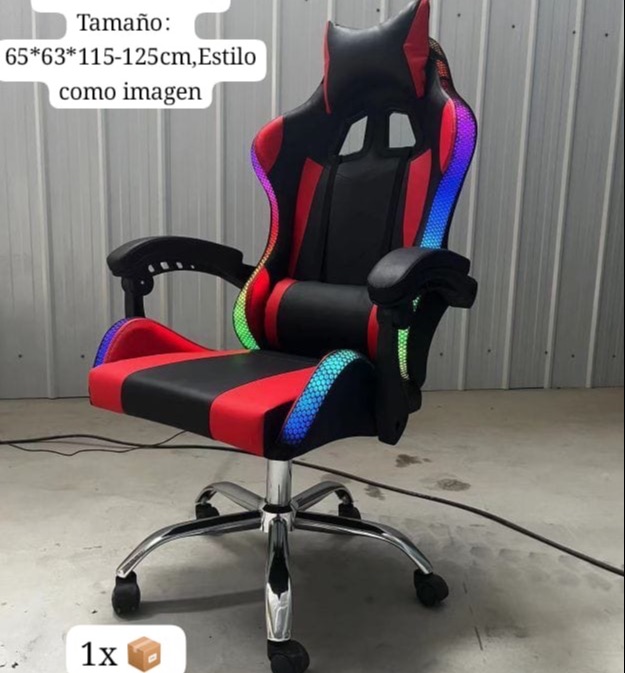 SILLA GAMER + RGB (rojo/negro)