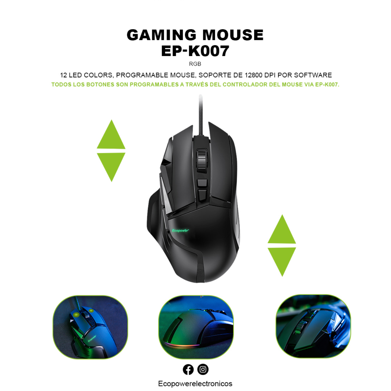 MOUSE GAMER ECOPOWER EP K007