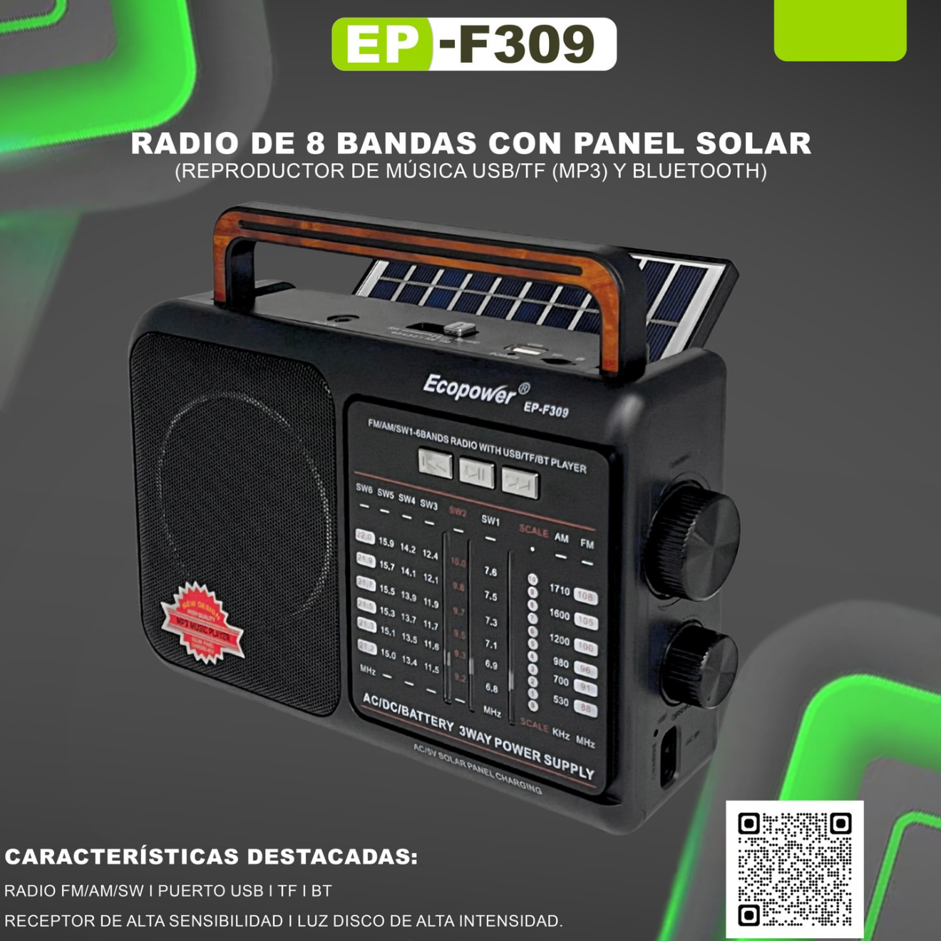 Radio ecopower f309 (con panel)