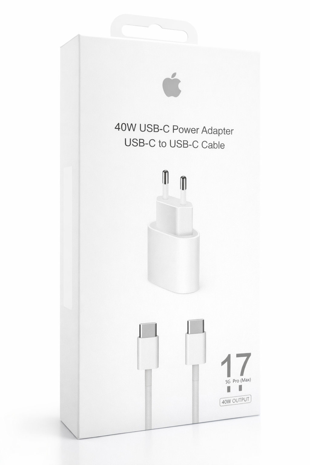 Cabezal iphone usb c 40 w usb c + usb c mallado (blanco)