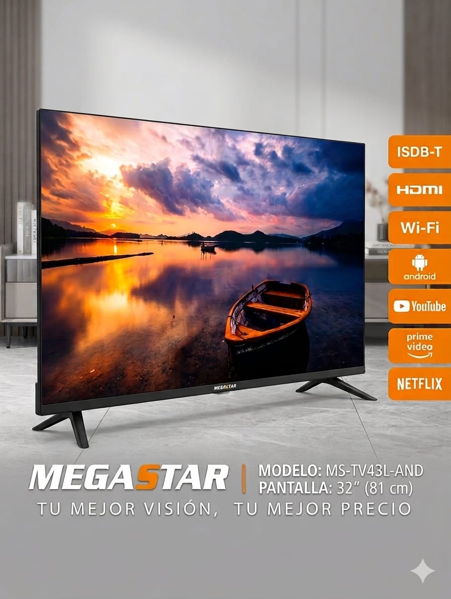 Smart tv Megastar 32'  (con detalle)