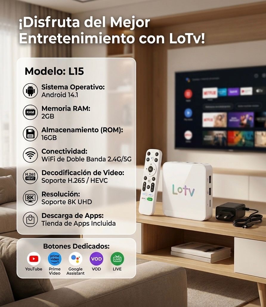 Tv box L15 LOT TV  (Google TV )  64 gb convertidor