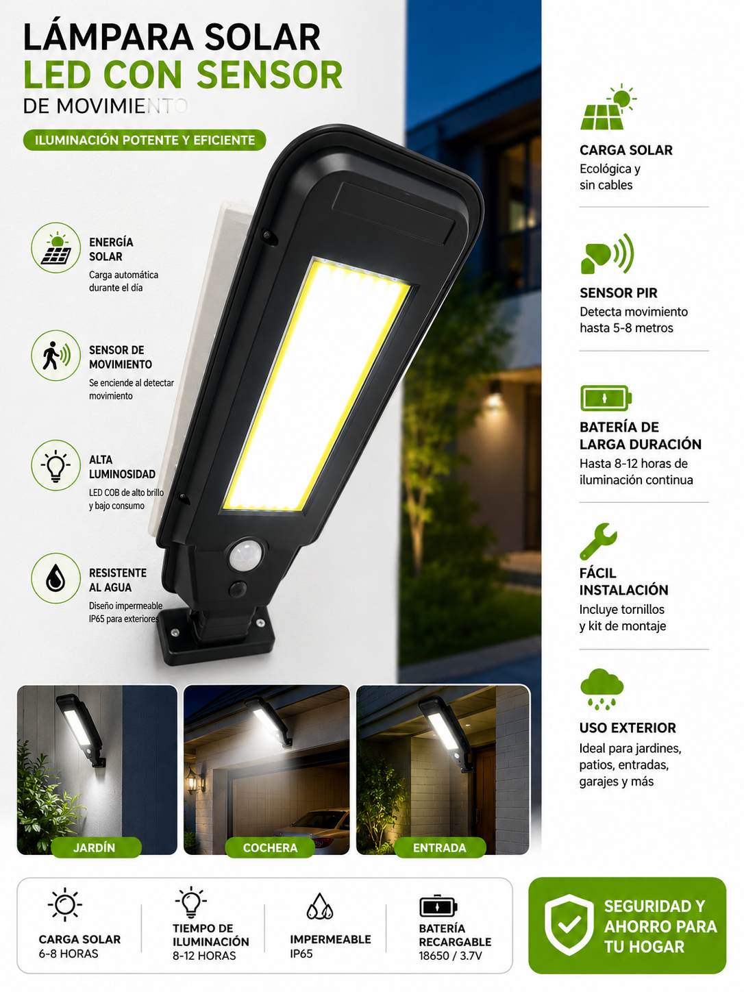 Lampara solar c/ sensor t-210b (sin garantia)