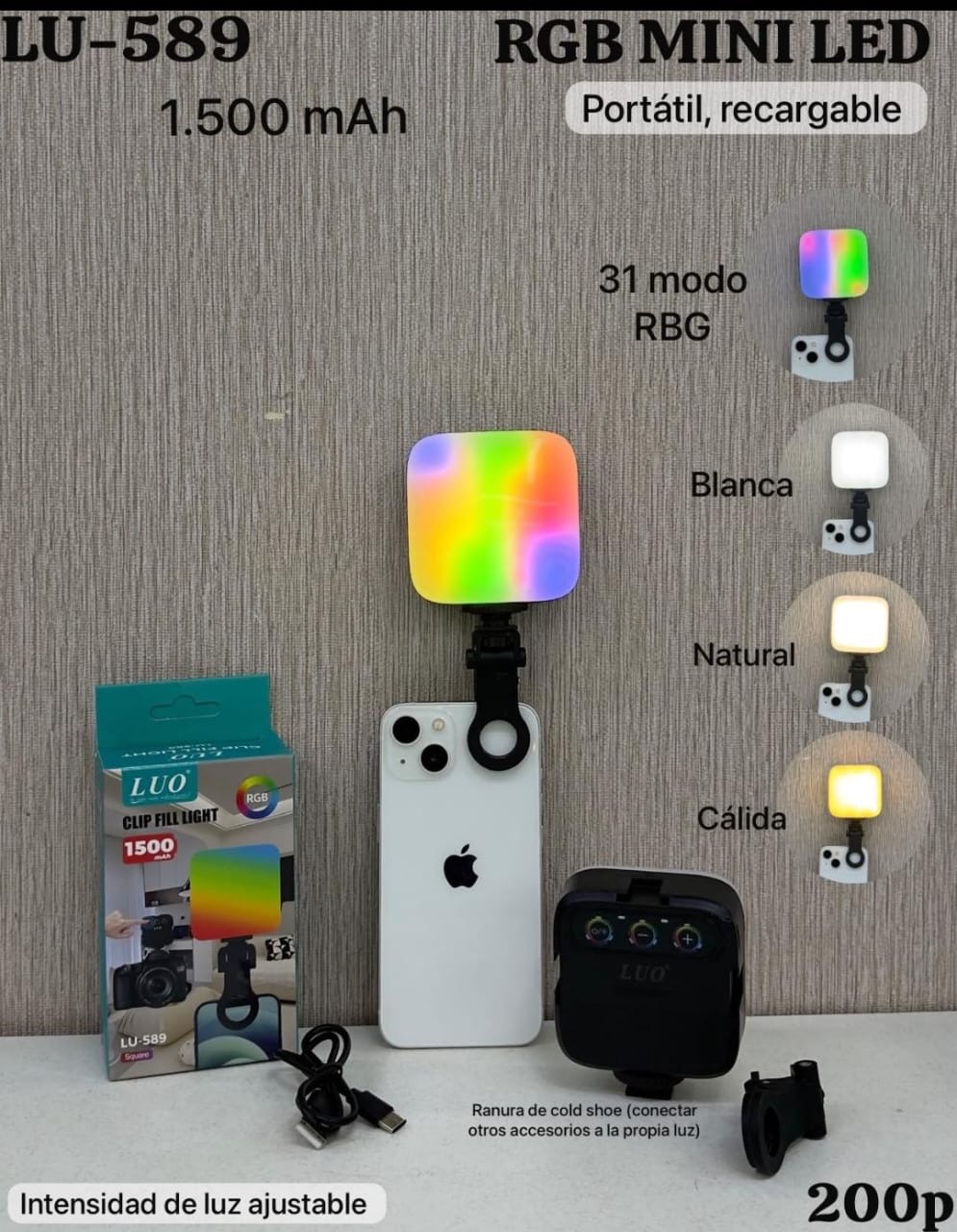 Clip Luz Para Camara Rgb Luo (Lu 589)