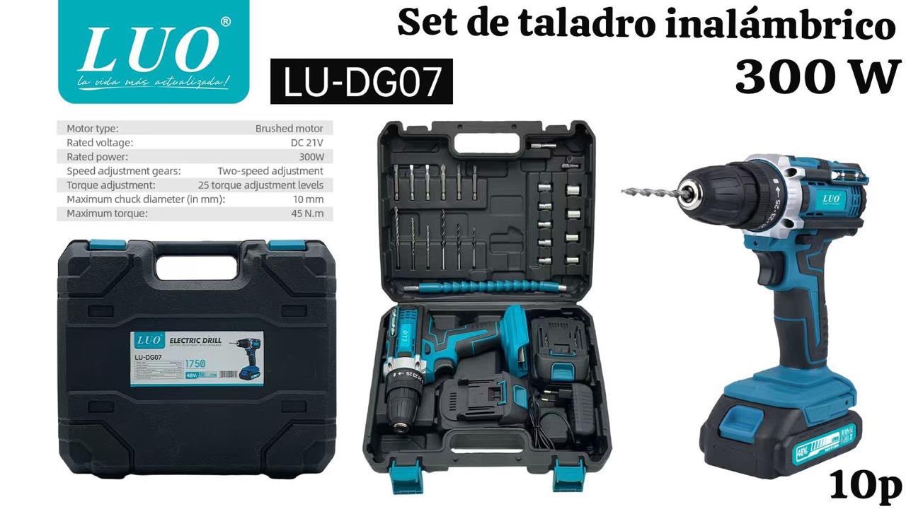 Taladro Electrico Luo + 2 Baterias (Lu Dg07- Dg 10)
