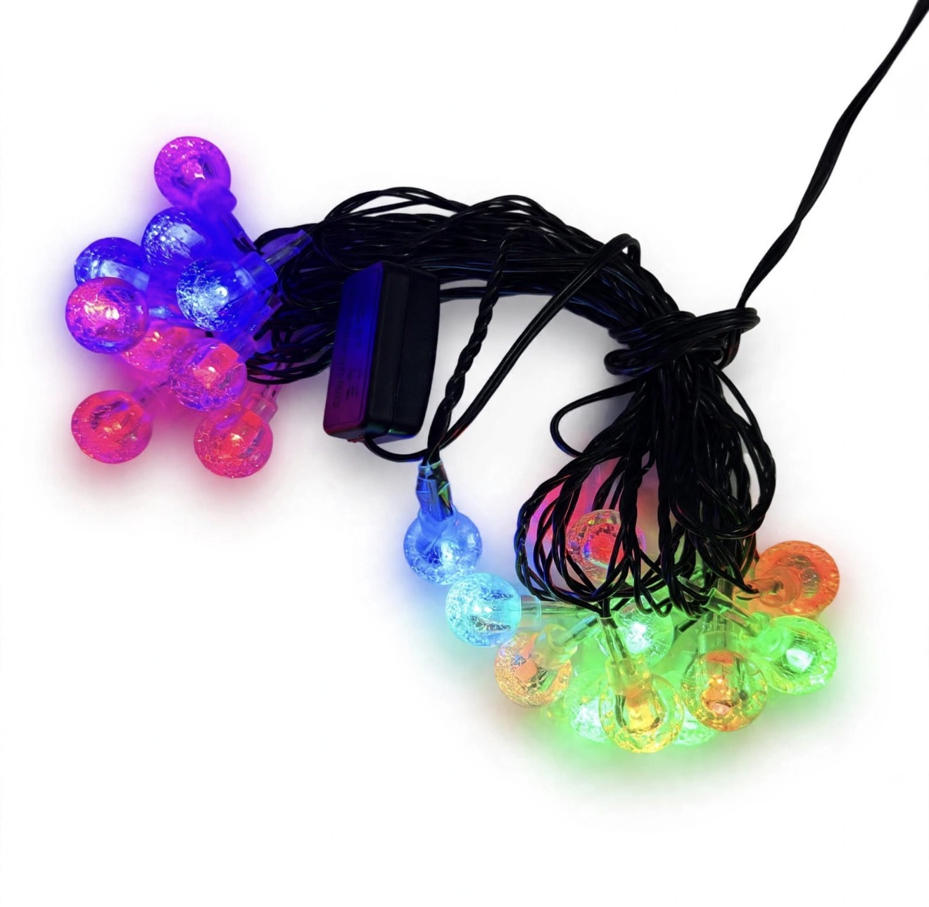 luz navideña x20 colorido pelotas (cable negro)